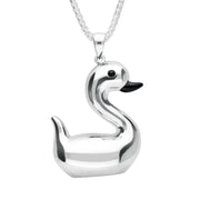 Sterling Silver Whitby Jet Luckiest Duck Large Necklace, P3054C.