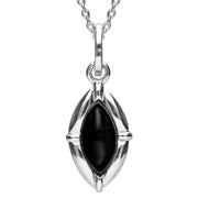 Sterling Silver Whitby Jet Marquise Shaped Necklace P2092
