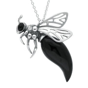Sterling Silver Whitby Jet Medium Bee Necklace. P2319