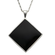 Sterling Silver Whitby Jet Medium Rhombus Necklace, P1805.