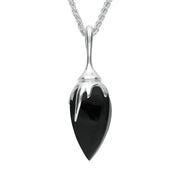 Sterling Silver Whitby Jet Plant Bud Necklace P2352