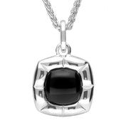 Sterling Silver Whitby Jet Ridged Cushion Necklace P2617
