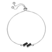 Sterling Silver Whitby Jet Round Adjustable Chain Bracelet, B1145