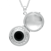 Sterling Silver Whitby Jet Round Locket Necklace P2608 2