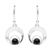 Sterling Silver Whitby Jet Round Open Circle Drop Earrings E2308