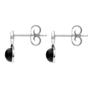 Sterling Silver Whitby Jet Round Pear Stud Earrings E2322