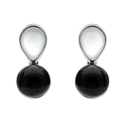 Sterling Silver Whitby Jet Round Pear Stud Earrings E2322