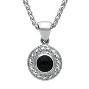 Sterling Silver Whitby Jet Round Rope Edge Necklace P325