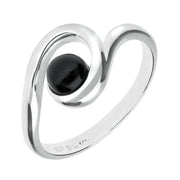 Sterling Silver Whitby Jet Round Twist Ring R1059