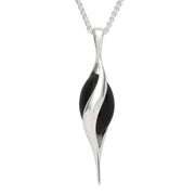Sterling Silver Whitby Jet Single Bead Twist Necklace, P1952.
