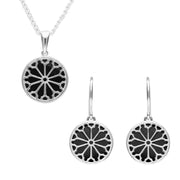 Sterling Silver Whitby Jet Small Abbey Window Two Piece Set