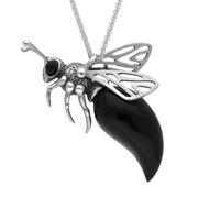 Sterling Silver Whitby Jet Small Bee Necklace. P2318