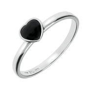 Sterling Silver Whitby Jet Small Heart Ring R1058