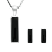 Sterling Silver Whitby Jet Small Oblong Two Piece Set