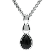 Sterling Silver Whitby Jet Pear Solid Top Necklace P3134