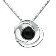 Sterling Silver Whitby Jet Stone Rose Necklace P2546