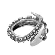 Sterling Silver Whitby Jet Tentacle Ring R1146 side