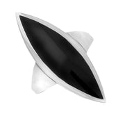 Sterling Silver Whitby Jet Toscana Long Marquise Shaped Ring R699