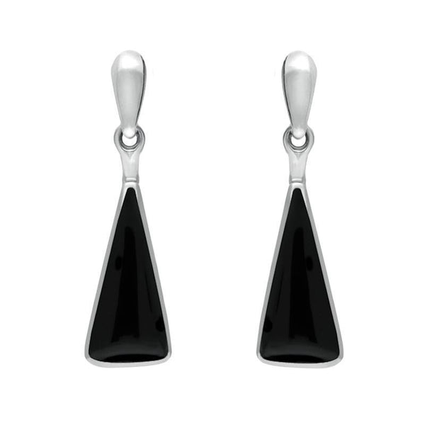 Sterling Silver Whitby Jet Triangle Drop Earrings E145