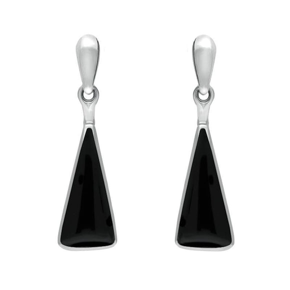 Sterling Silver Whitby Jet Triangle Drop Earrings E145