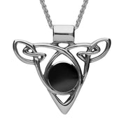 Sterling Silver Whitby Jet Triangle Knot Celtic Necklace P261