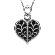 Sterling Silver Whitby Jet York Minster Small Heart Necklace. P3251.