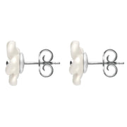Sterling Silver White Agate Large Tuberose Pansy Stud Earrings E2153