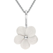Sterling Silver White Agate Pansy Tuberose Necklace, P2853