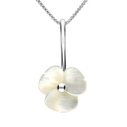 Sterling Silver White Mother of Pearl Tuberose Clover Necklace, P2851.