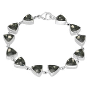 Sterling Silver Preseli Bluestone Curved Triangle Bracelet B244