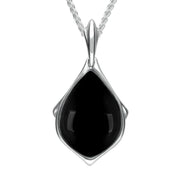 Sterling Silver Whitby Jet Framed Pear Necklace P2171 
