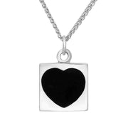 Sterling Silver and Whitby Jet Square Heart Necklace, P678.