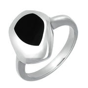 00006564 C W Sellors Sterling Silver Whitby Jet Freeform Pentagon Shape Ring. R224