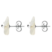 00126550 C W Sellors Sterling Silver White Mother of Pearl Tuberose Clover Stud Earrings, E2159.
