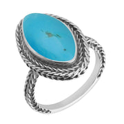 Sterling Silver Turquoise Marquise Foxtail Ring R849