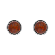 Sterling Silver Amber 4mm Round Earrings, E1734