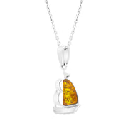 Sterling Silver Amber Ship Pendant Necklace D