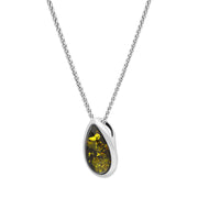 Sterling Silver Amber Framed Pear Shaped Necklace