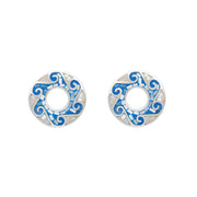 Sterling Silver Blue And White Mother Of Pearl Mosaic Earrings D