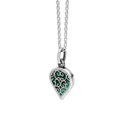 Sterling Silver Malachite Flore Filigree Small Heart Necklace. P3629._2