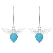 Sterling Silver Turquoise Bee Small Hook Earrings, E2438.