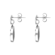Sterling Silver Whitby Jet House of Cards Drop Earrings