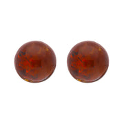 Sterling Silver Red Amber 6mm Ball Stud Earrings E1751_R