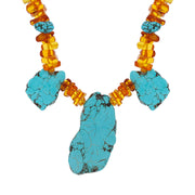 Sterling Silver Amber Turquoise Beaded Necklace D AMB_TURQN20.