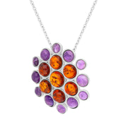 Sterling Silver Amber Amethyst Bubble Hexagon Necklace, P1447_2.