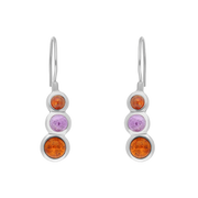 Sterling Silver Amber Amethyst Tapered Round Drop Earrings, E1157.