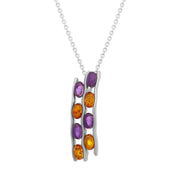 Sterling Silver Amber Amethyst Wavy Oblong Necklace, P1377C_2.