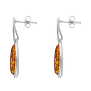 Sterling Silver Amber Long Pear Drop Earrings E1556_2