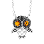 Sterling Silver Amber Owl Necklace, N872.