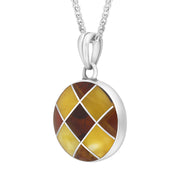Sterling Silver Amber Round Necklace D